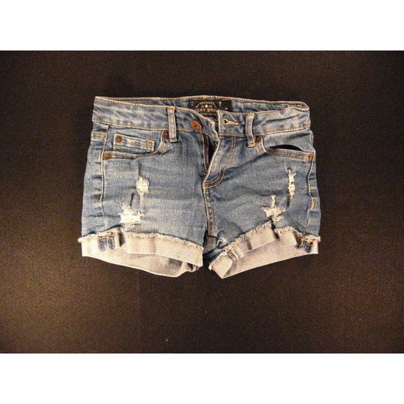 LUCKY BRAND JEANS SHORTS Size 8/23 Juniors LOW RISE Blue Denim - Picture 1 of 12
